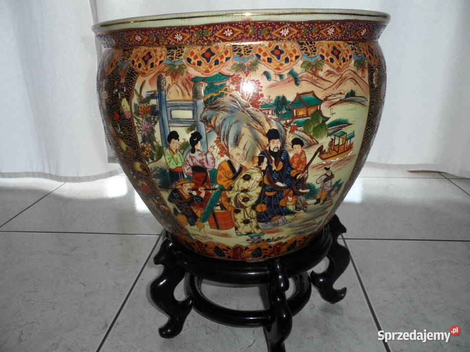 donica  waza  chińska malowana ręcznie
