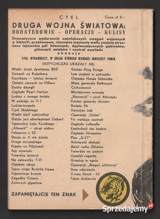 ŻÓŁTY TYGRYS SYN SZEJKA HEDŻASU 1959 Łódź