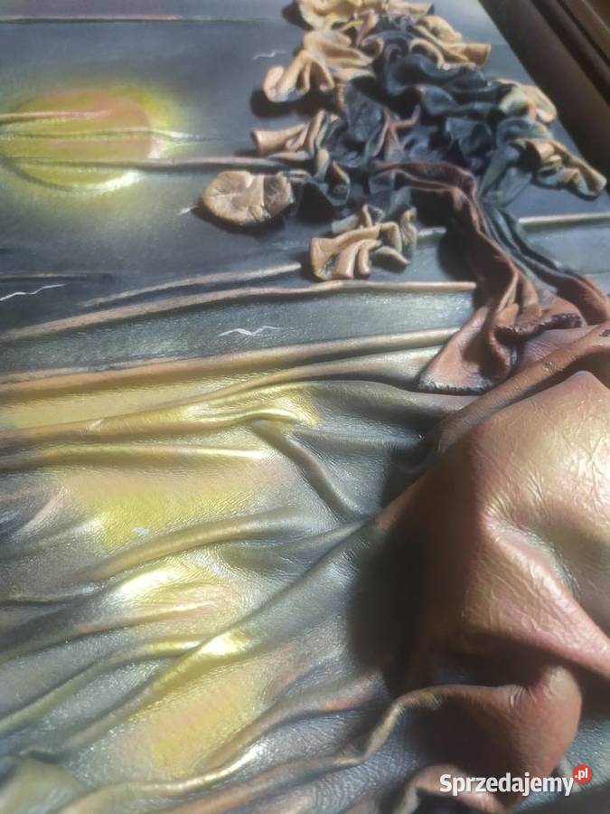 Obraz ze skóry skórzany w drewnianej ramie Szczecinek