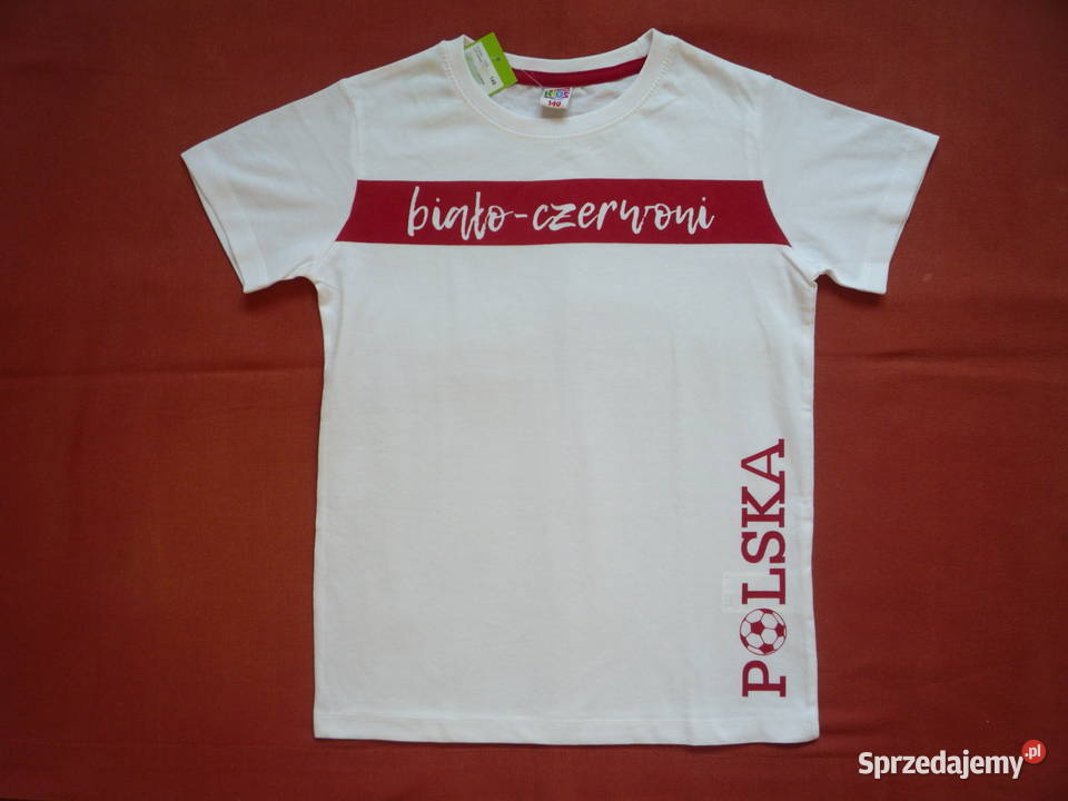 Nowa Kids 140 Koszulka Kibica Polska Biało krótki zachodniopomorskie Szczecin