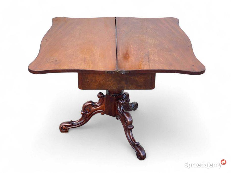 Stara rzeźbiona konsola rozkładany stolik Gryfice