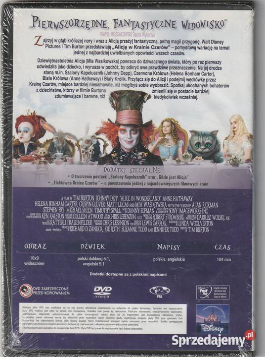 Alicja w Krainie Czarów Johny Depp DVD DVD mazowieckie Pruszków