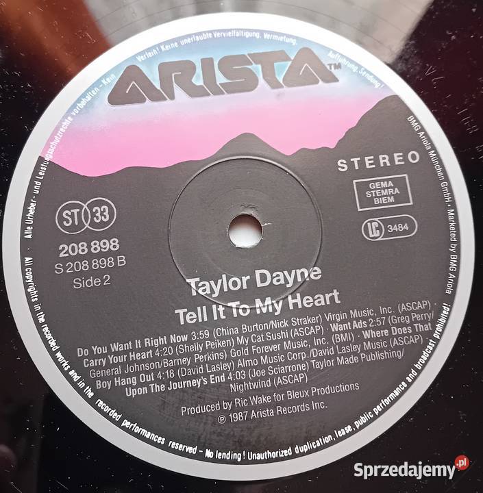 LP Taylor Dayne Tell it to my Heart Arista 1987 wielkopolskie Koźminek