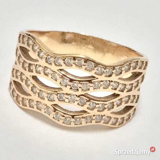 Złoty PIERŚCIONEK 585 14K RÓŻOWE złoto KAMIENIE mazowieckie Warszawa