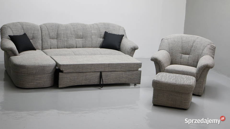 TŁN Narożnik funkcja spania fotel PUFA szary Sofy i kanapy Poznań sprzedam