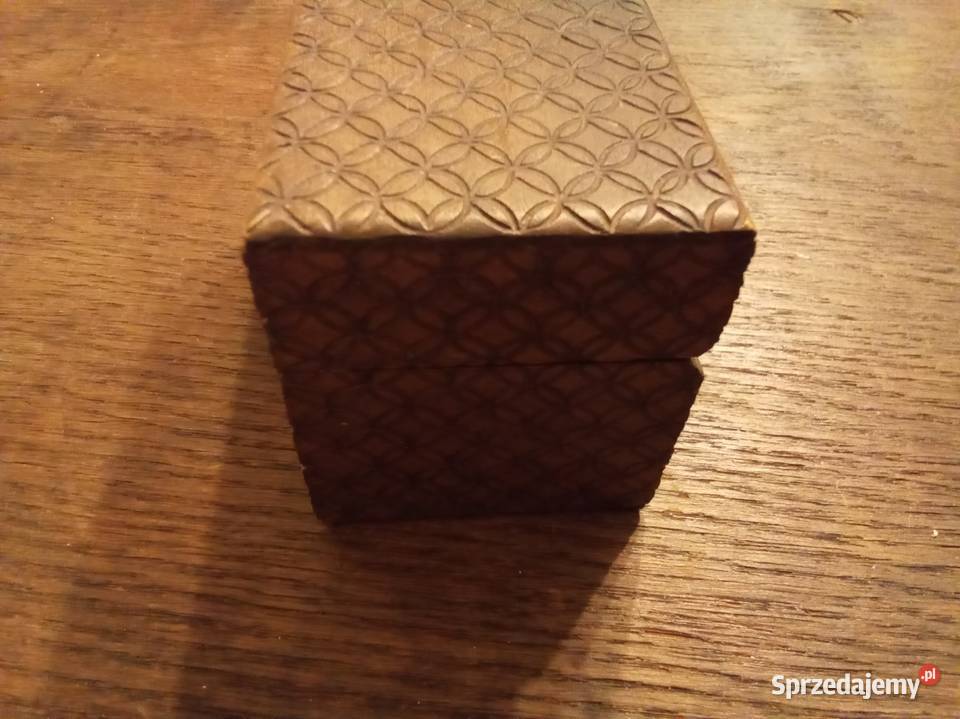 Stare drewniane pudełko z dwoma przegródkami PRL Warszawa