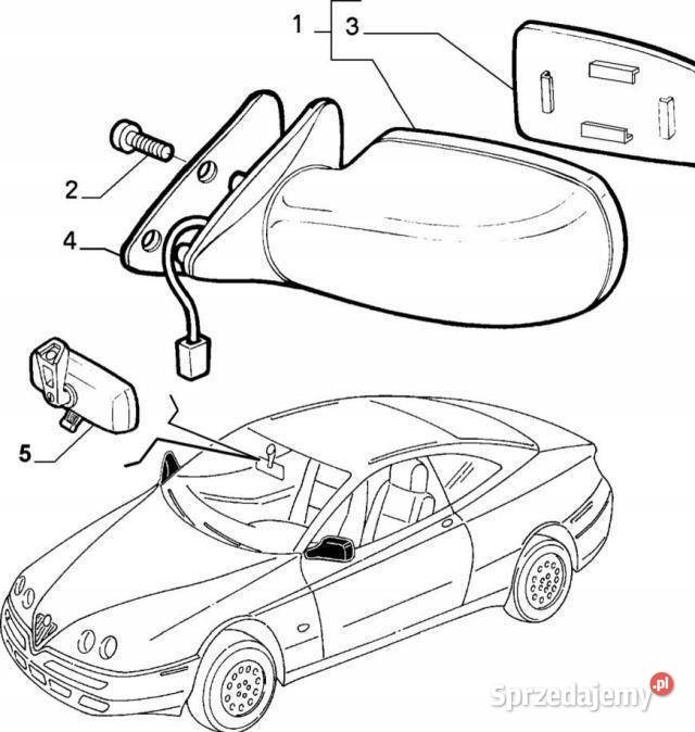 WKŁAD LUSTERKA PRAWY ALFA ROMEO 145 146 82483114 osobowe Lusterka zewnętrzne sprzedam