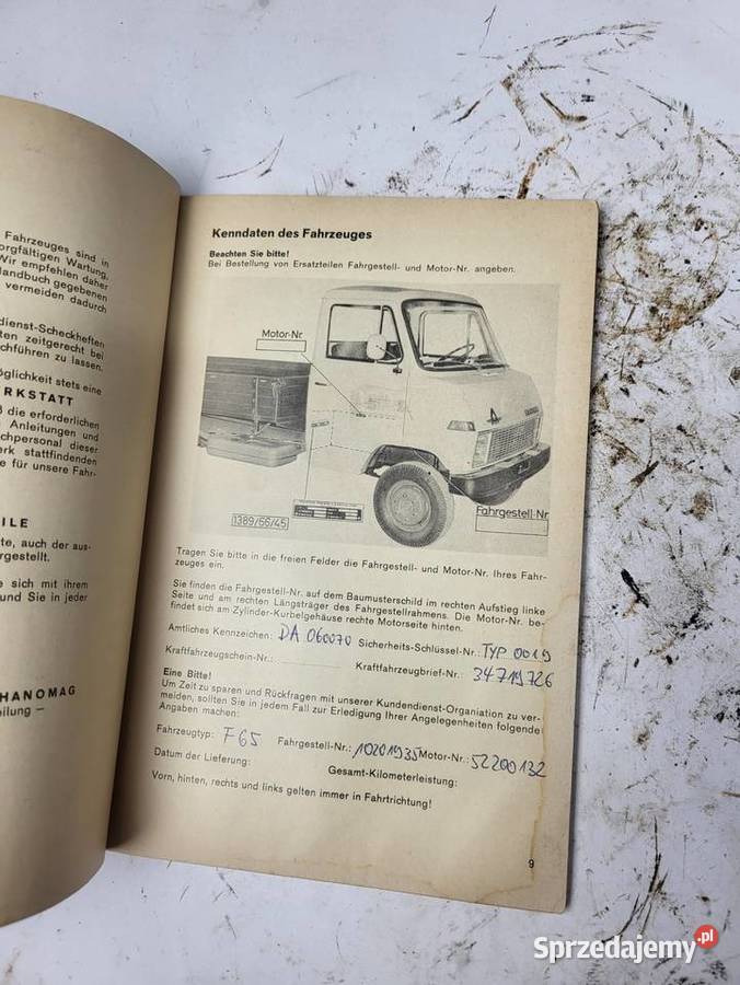 Ciężarówka HANOMAG F55 I F65 Instrukcja obsługi Rybnik sprzedam