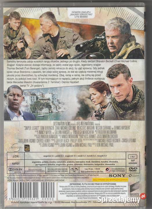 SNAJPER DZIEDZICTWO TOM BERENGER DVD Pruszków