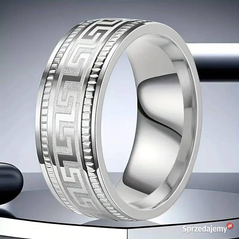 Obrączka z wolframu ze wzorem Versace Swarzędz