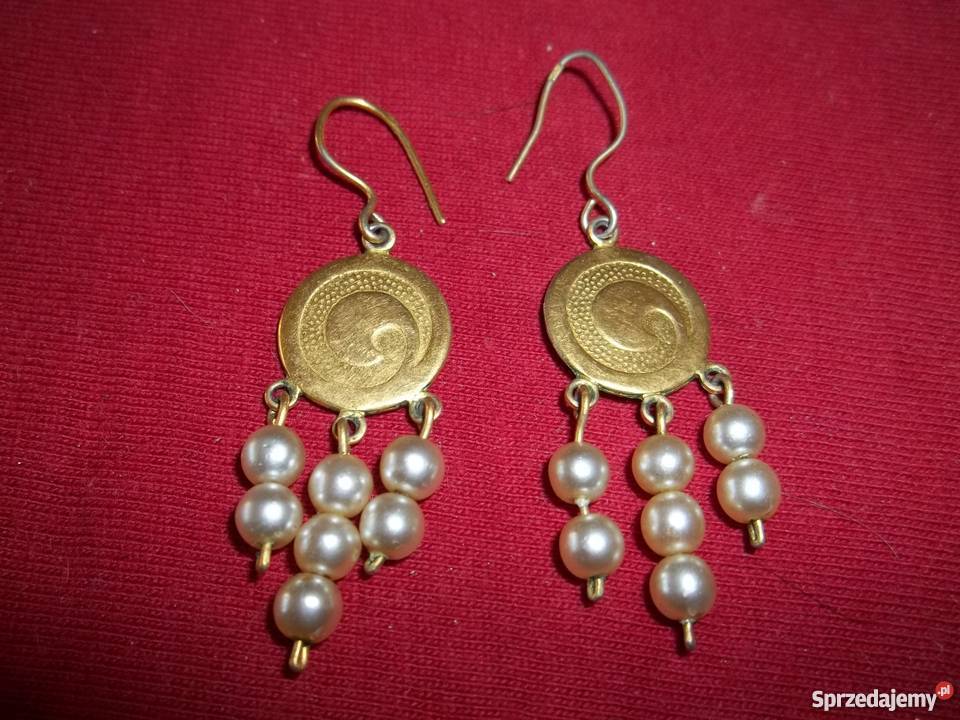 Kolczyki wiszące z perełkami łódzkie Łódź