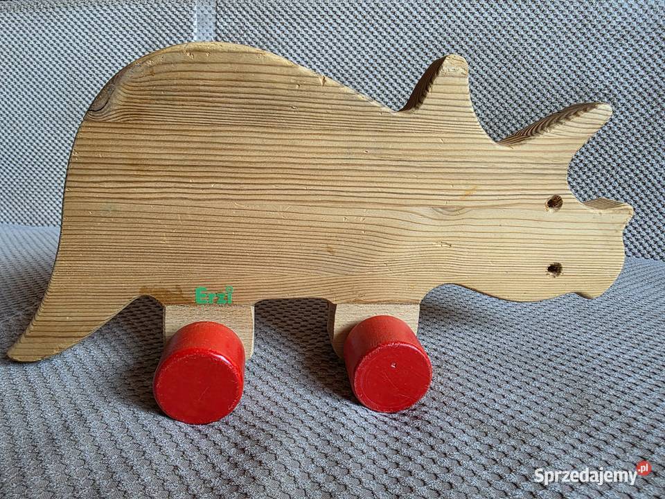 Erzi duży drewniany dinozaur na kółkach Kraków