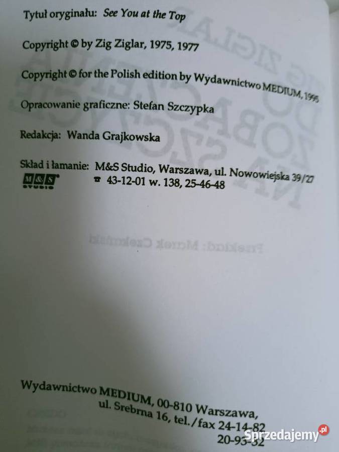 Zig Ziglar Do zobaczenia na szczycie księgarnia Warszawa sprzedam