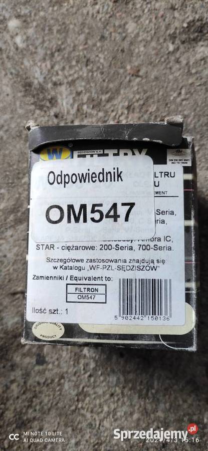 WO3020 PZLSĘDZISZÓW WKŁAD FILTRA OLEJU Koronowo sprzedam