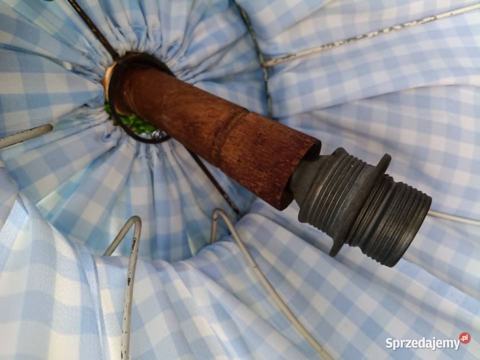Lampa wisząca PRL retro z materiałowym kloszem Łódź