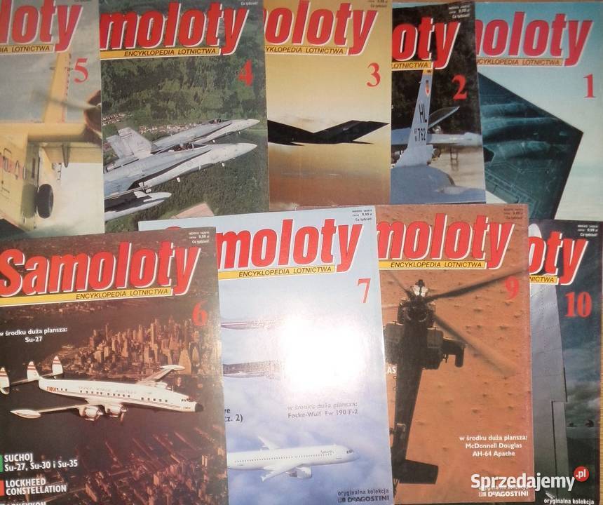 9x Samoloty Encylopedia lotnicwa w środku Rzeszów sprzedam