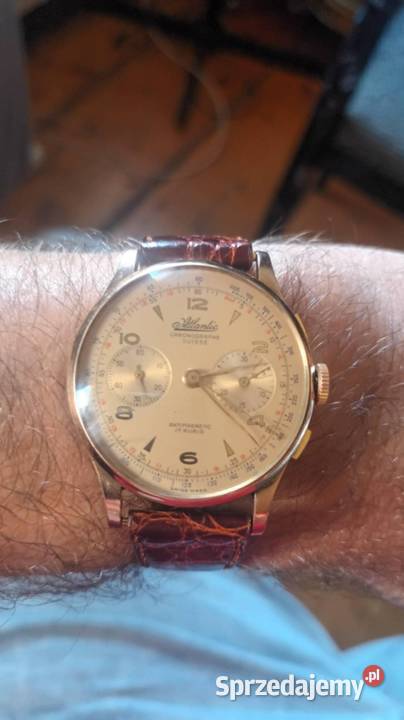 Złoty zegarek Atlantic chronograf 750 18k klasyk Kamienna Góra