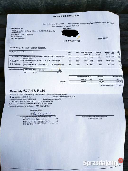 Podkaszarka elektryczna NAC TE55DW GWARANCJA Mogilno sprzedam