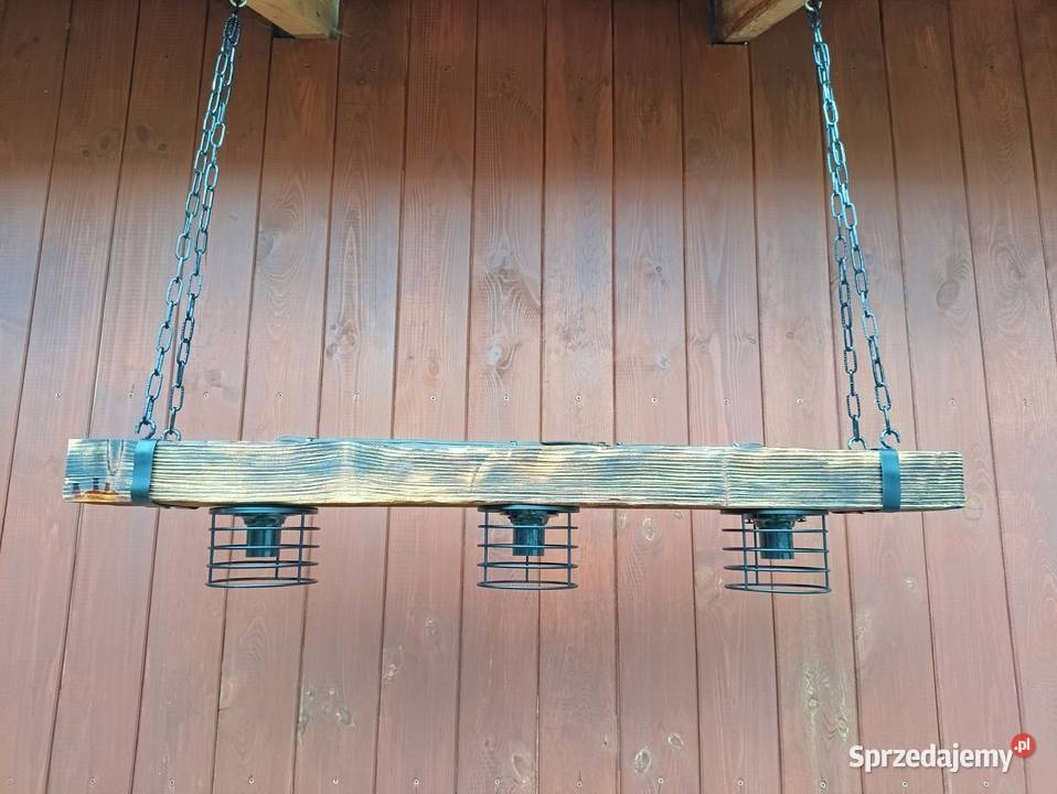 Lampa z drewnianej belki industrialna rustykalna Jedlicze