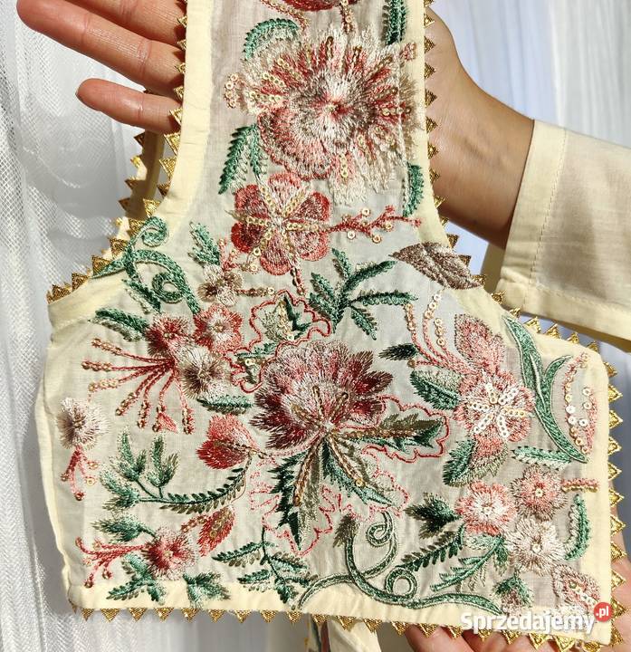 Długa sukienka bawełniana S 36 haftowana kolorowy Szczecin