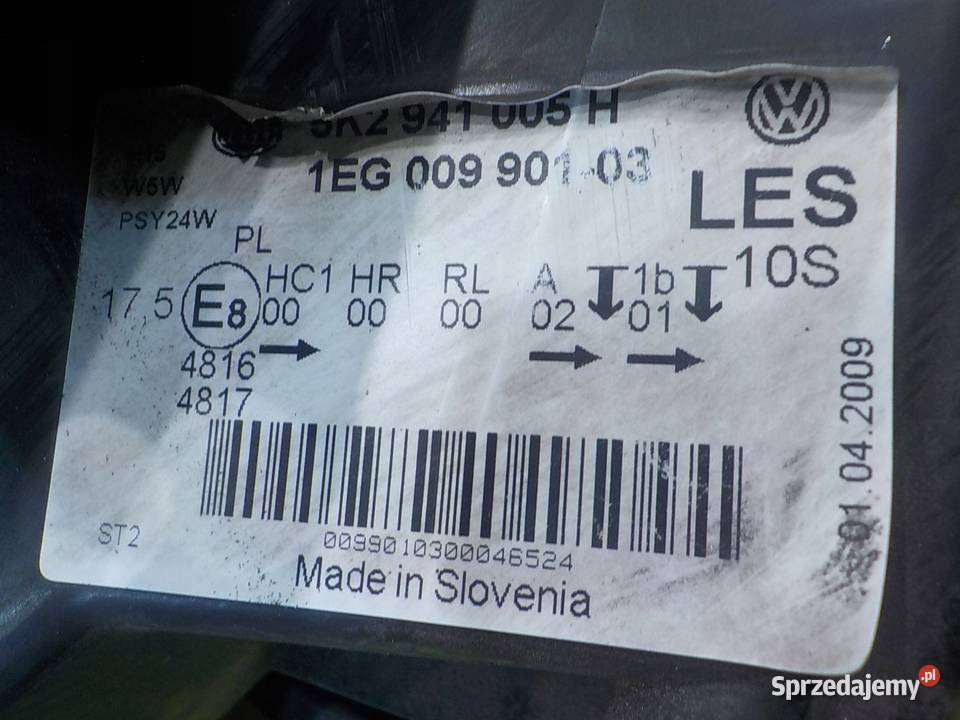 VW GOLF VI 14 TSI 09r HB 5D lampa lewa przod
