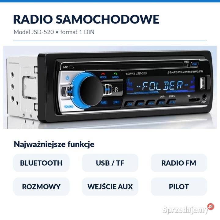 Radio samochodowe JSD520 Bluetooth 1 DIN USB FM Pozostałe Pabianice