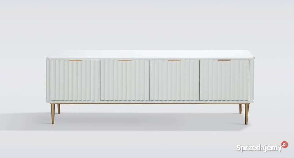 Ryflowana szafka RTV złota Livino Glamour Golkowice