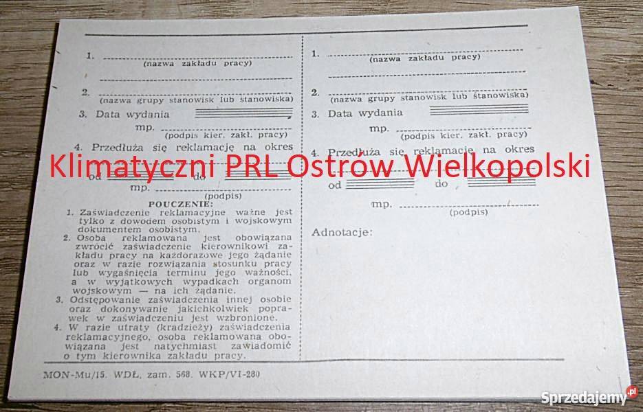 Druczek Zaświadczenie Reklamacyjne Ministerstwo Ostrów Wielkopolski