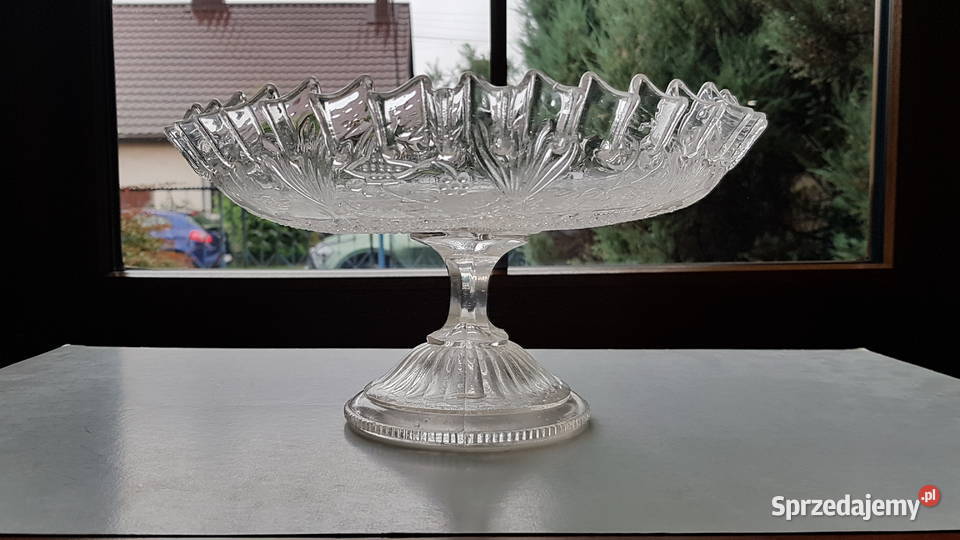 Stara patera owocarka z falbanką stare szkło Dąbrowa Górnicza
