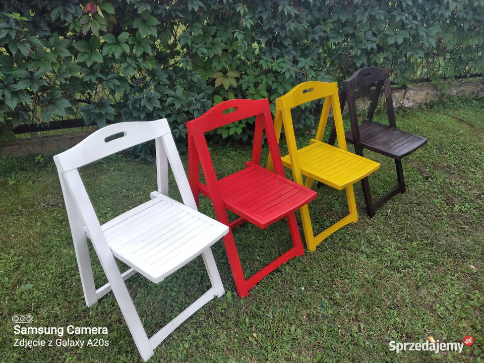 Zestaw 4 składanych krzeseł Aldo JacoberLata 70 Krzesła Częstochowa