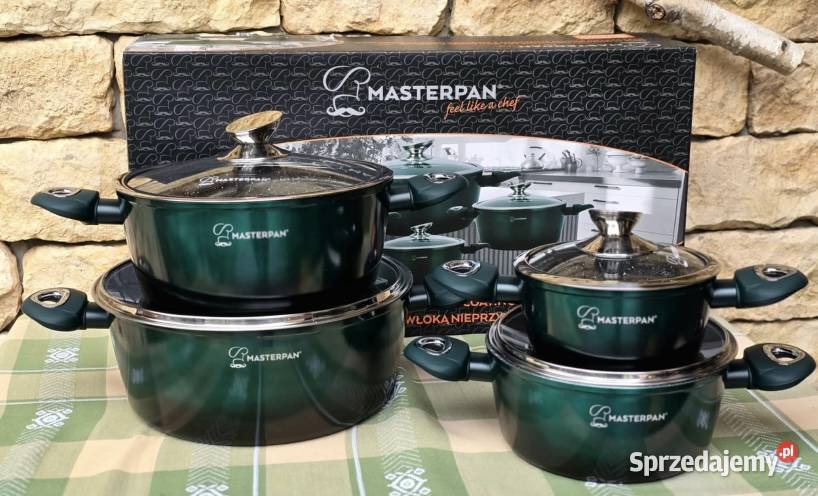 259 Garnki lakierowane zielone 4 sztuki Zabrze