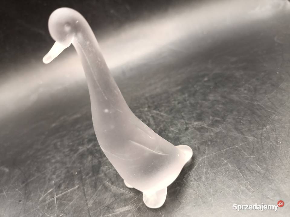Szkło matowe ptak gąska gęś figurka Porcelana i szkło Zamość