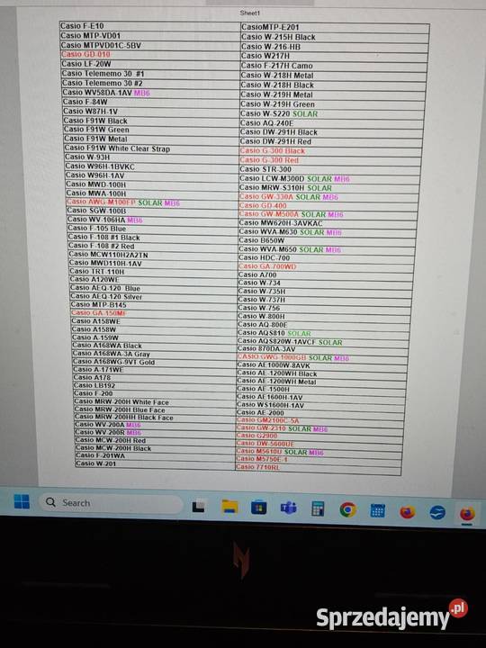 Zegarki CASIO kolekcja 100 Męskie Kolonowskie