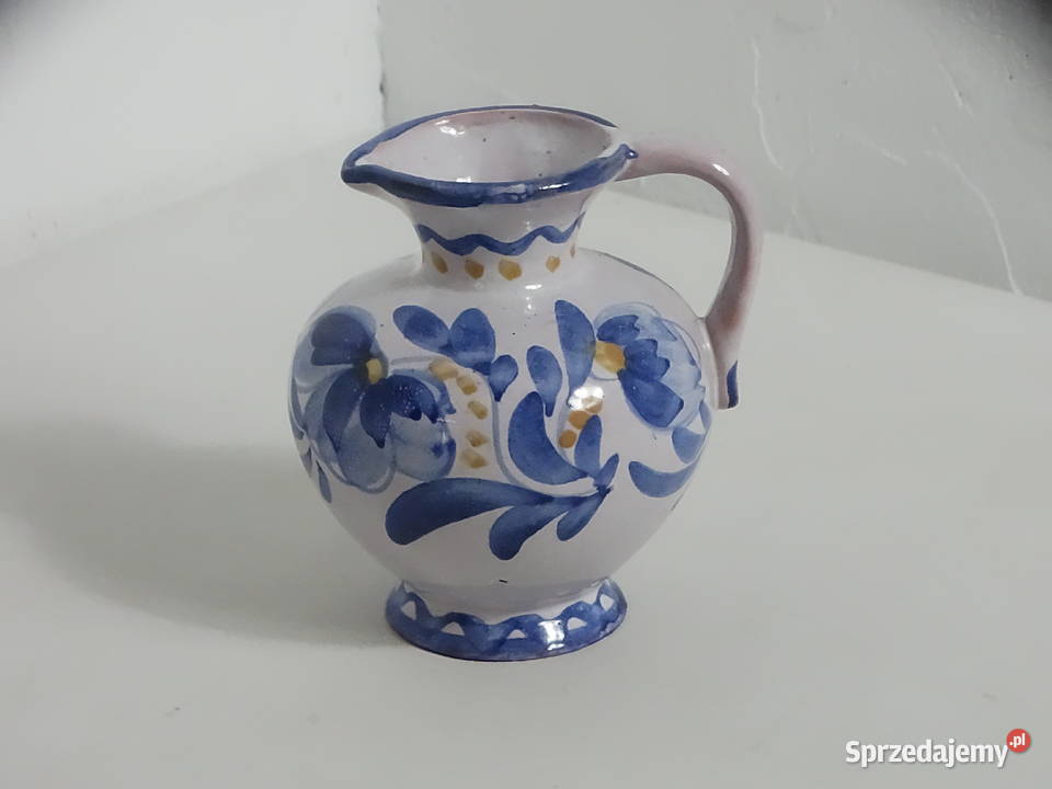 Uroczy ręcznie malowany dzbanek ceramiczny lubelskie Biłgoraj