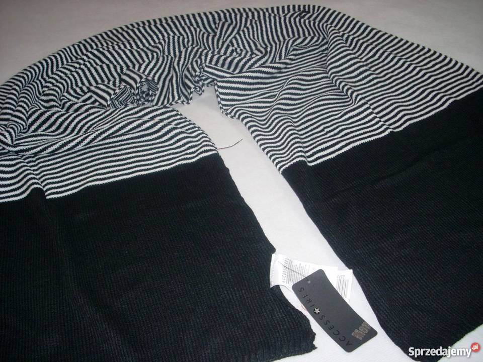 YORKER Szal Czarno Biały Paski Trendy NOWY Nowy Sącz sprzedam