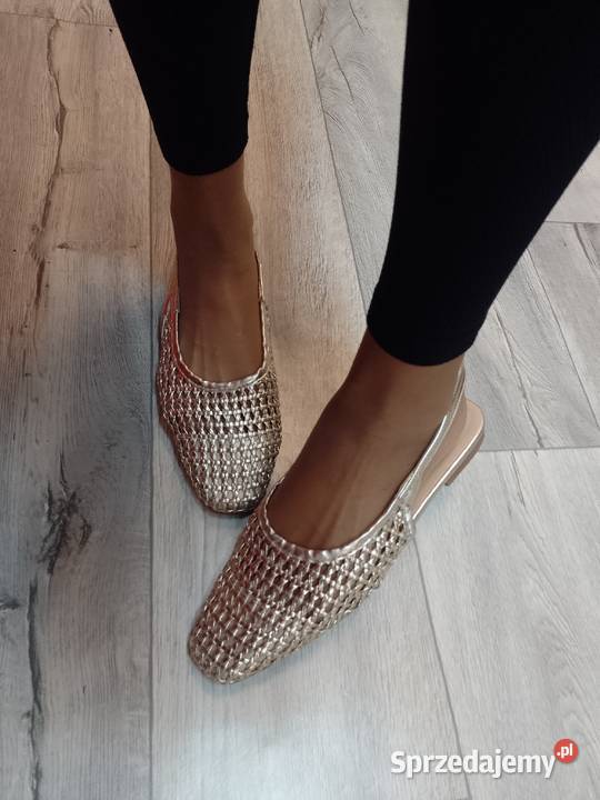 41 Złote ażurowe baleriny wieczorowe z odkrytą małopolskie Kraków