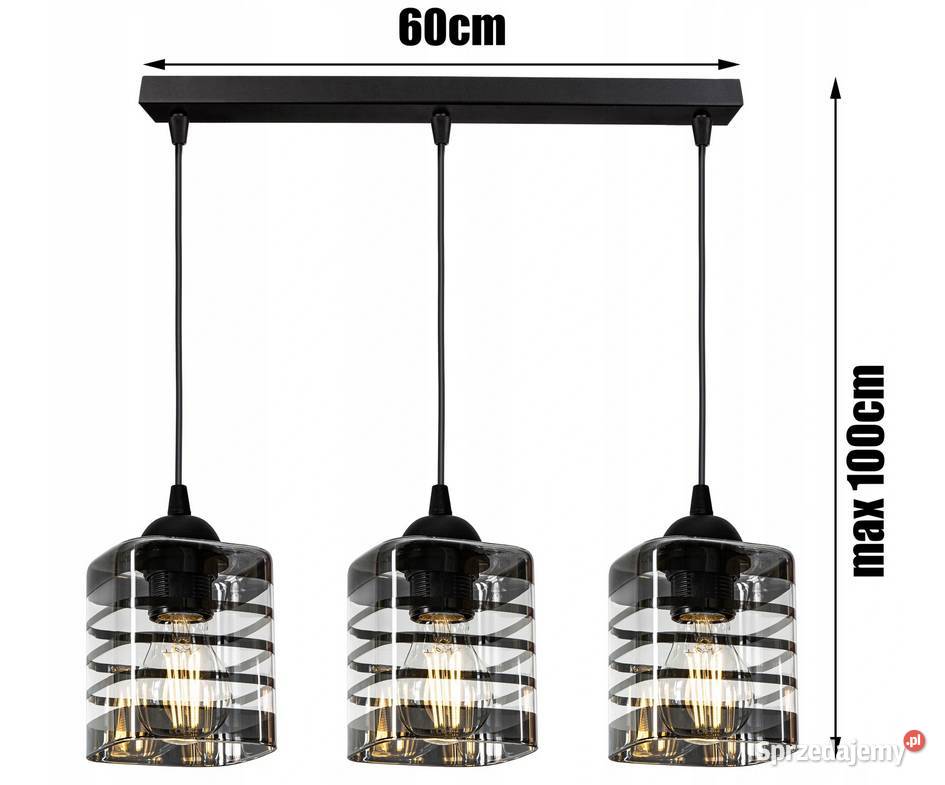 LAMPA WISZĄCA SUFITOWA ŻYRANDOL potrójna szklana Choroszcz