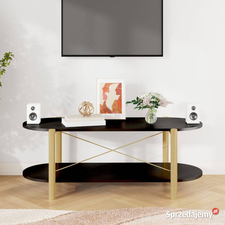 Stolik kawowy czarny 110x48x40 materiał