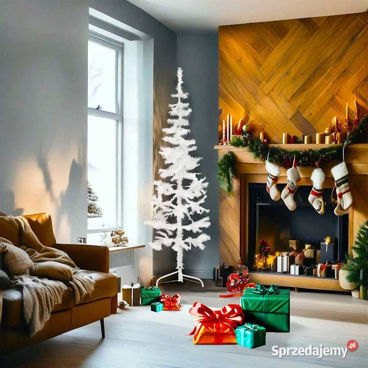 vidaXL Smukła choinka połówka ze stojakiem Warszawa