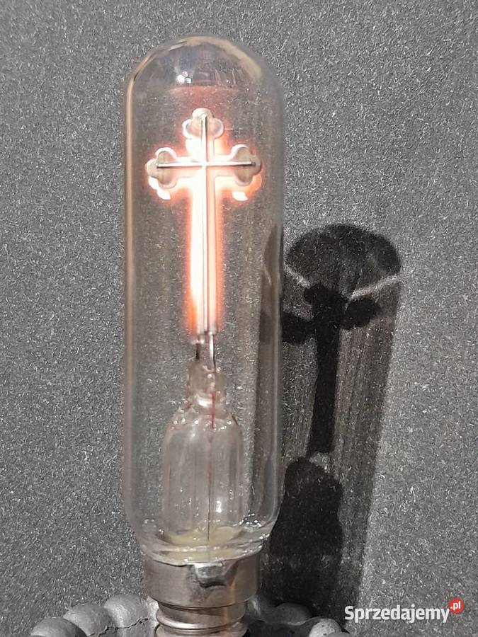 Stara ozdobna żarówka krzyż dewocjonalia zabytek Dąbrowa Górnicza