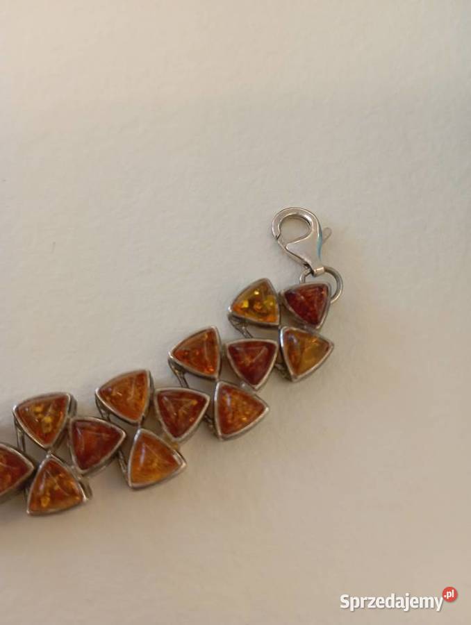 bransoleta ze srebra z bursztynami Radom sprzedam