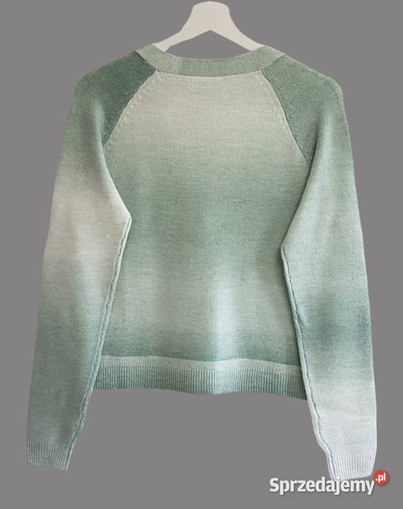 Damski ciepły zielony ombre sweter z długim Chrzanów sprzedam
