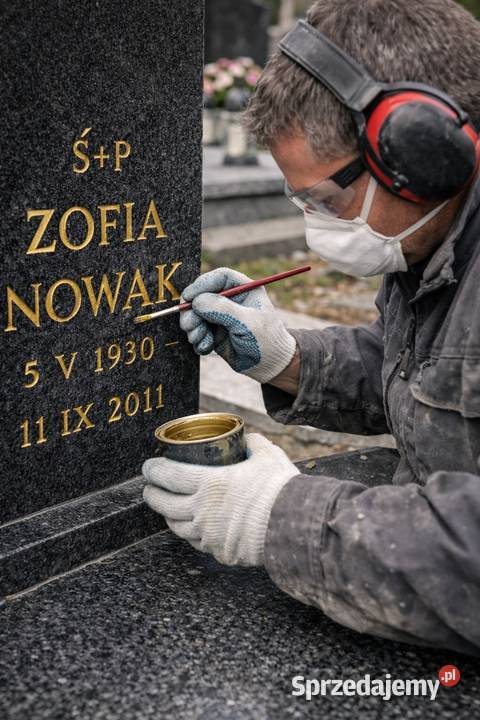 Dopisanie liter osoby na pomniku nagrobku