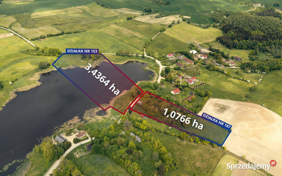 Działka z Linią Brzegową Mazury powiat giżycki Nieruchomości Jeziorko