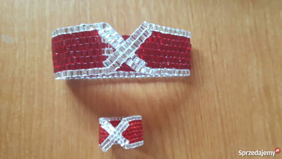 bransoletka i pierścionek szyty z koralików CUBE