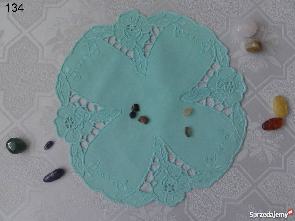 Serwetki bieżniki kolorowe niebieskie wyszywane Lublin