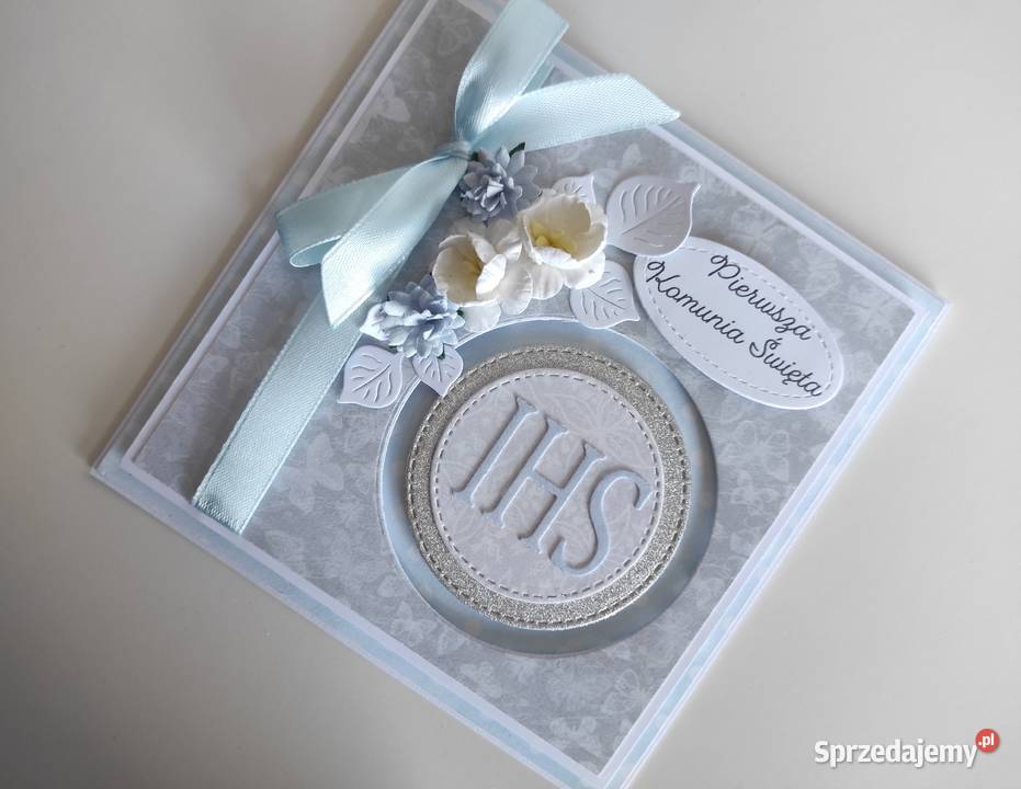 Kartka ręcznie robiona na Komunię Świętą z