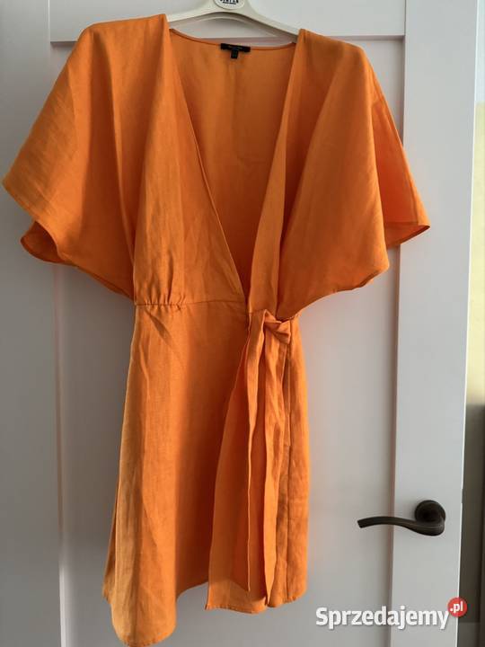 Sukienka Massimo Dutti XS pomarańczowa len100 Częstochowa