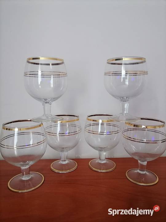 Kieliszki Złocone 9 PRL Wałbrzych