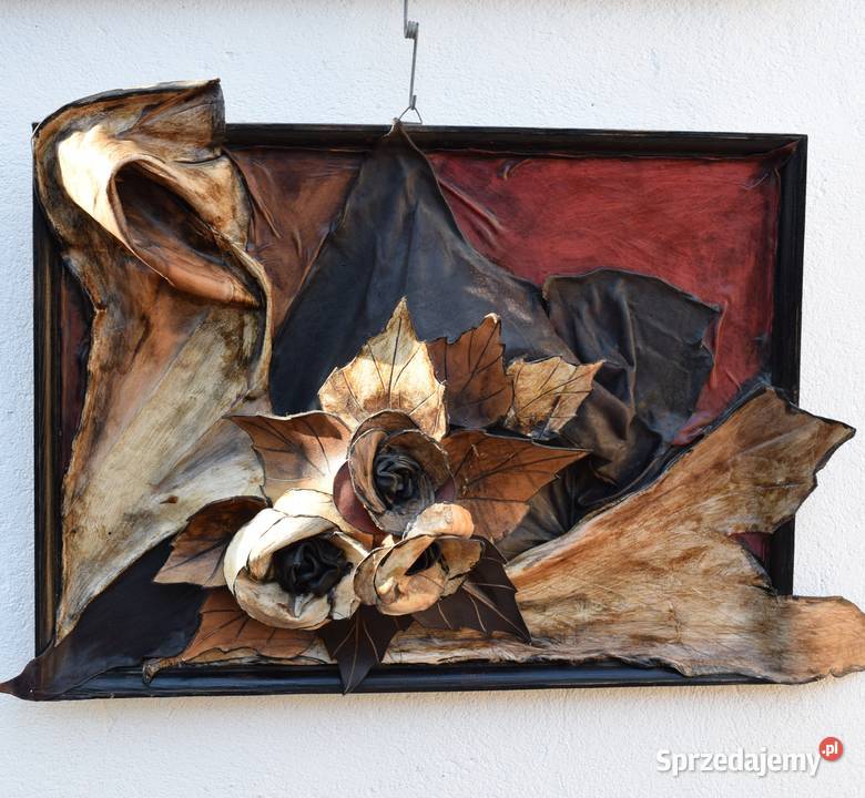 Obraz ze skóry kwiaty PRL Bydgoszcz